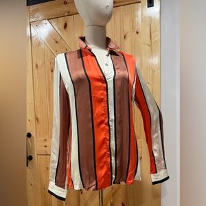 Scotch & Soda Orange and Brown Striped Button Down Shirt